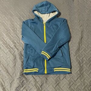 SHEIN Kids Teal Hoodie with Yellow Trim